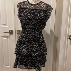 Aqua Black/Cream Ruffle Dress